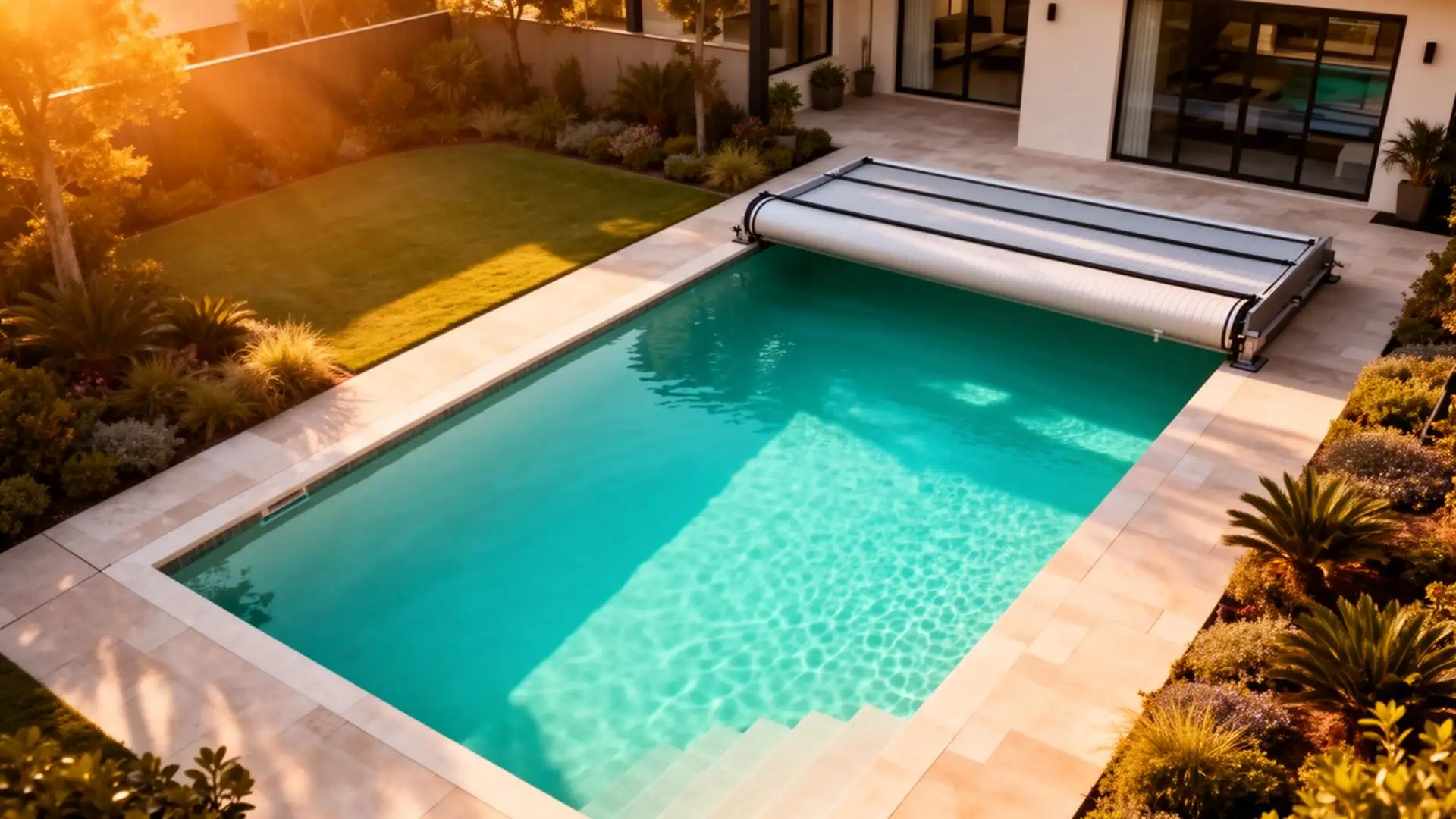 Piscine avec abri de protection